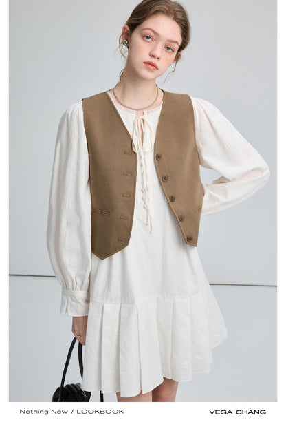 Adjustable Belted Waistcoat With Wide Armholes