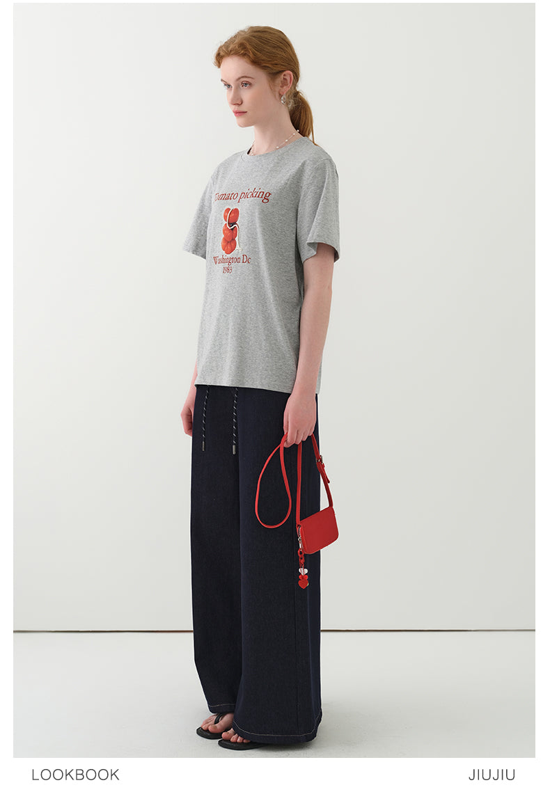 Beaded Tomato Print T-Shirt