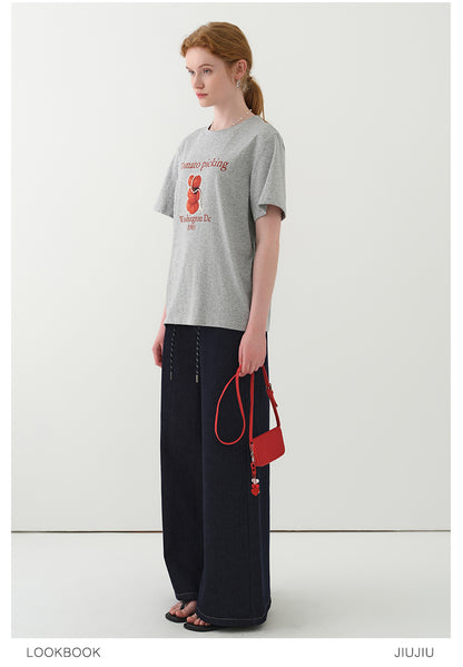 Beaded Tomato Print T-Shirt
