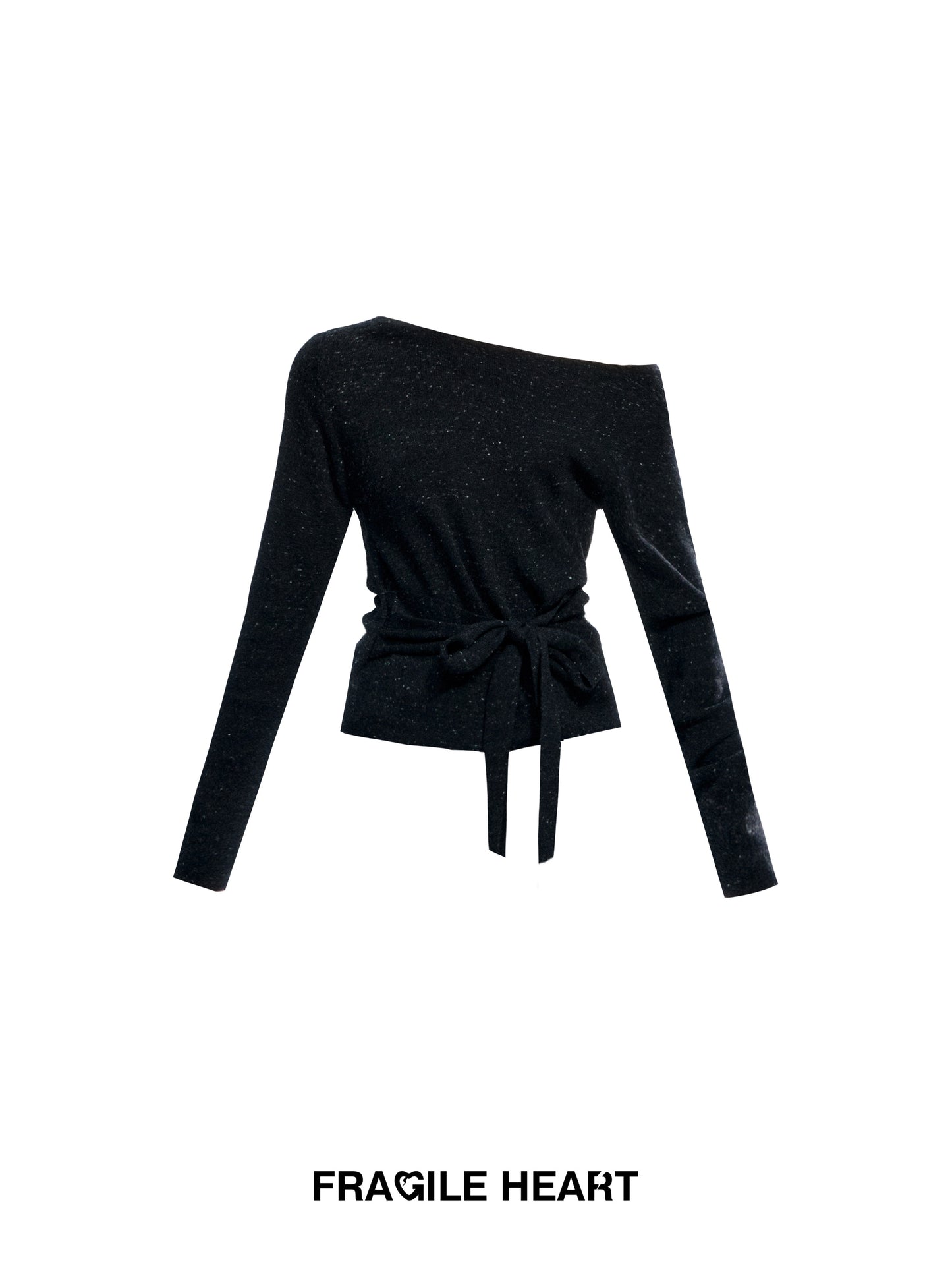 One-Shoulder Tie-Waist Knit Top