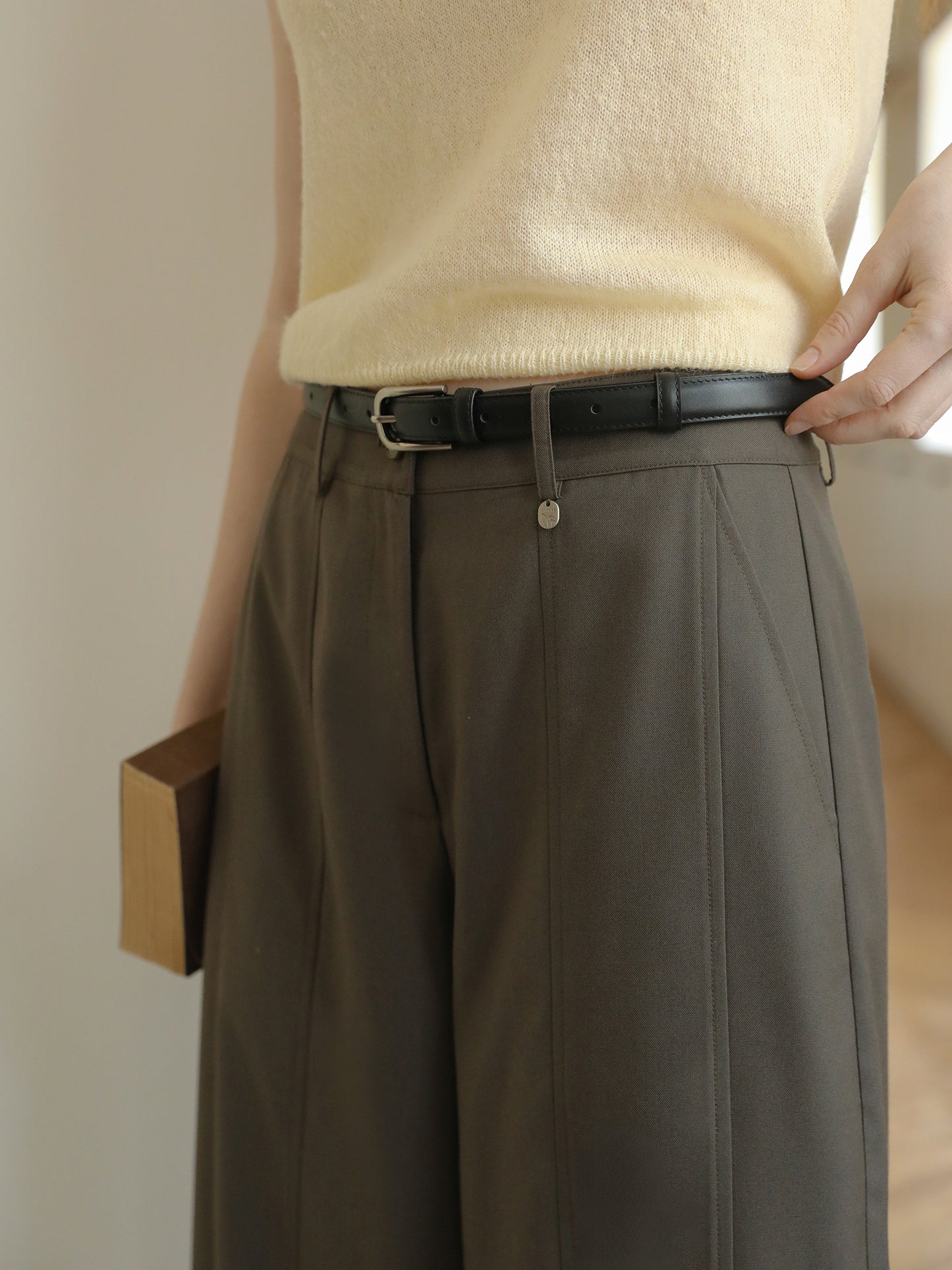Belted Hem Center Seam Trousers