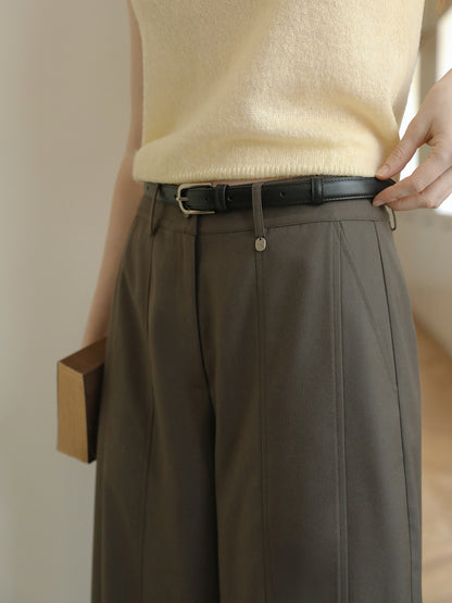 Belted Hem Center Seam Trousers
