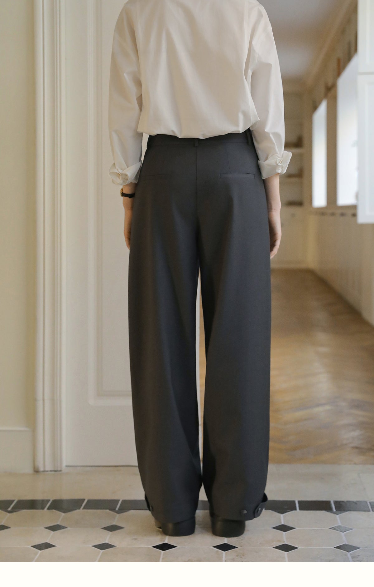 Belted Hem Center Seam Trousers