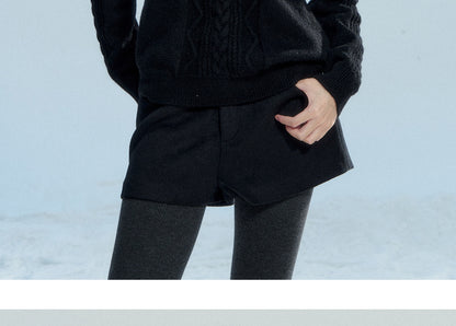 Cable-Knit Hooded Sweater With Detachable Fur Trim