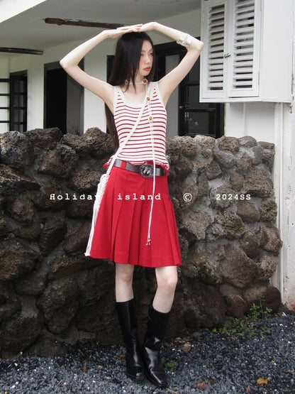 Pleated Midi Skirt In Deep Colors