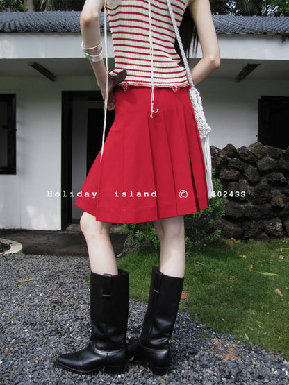 Pleated Midi Skirt In Deep Colors