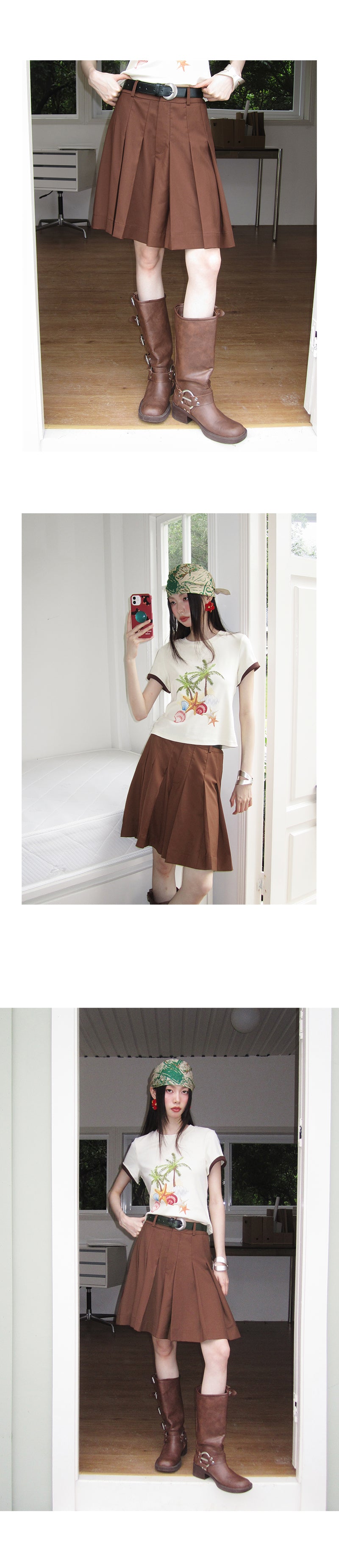 Pleated Midi Skirt In Deep Colors
