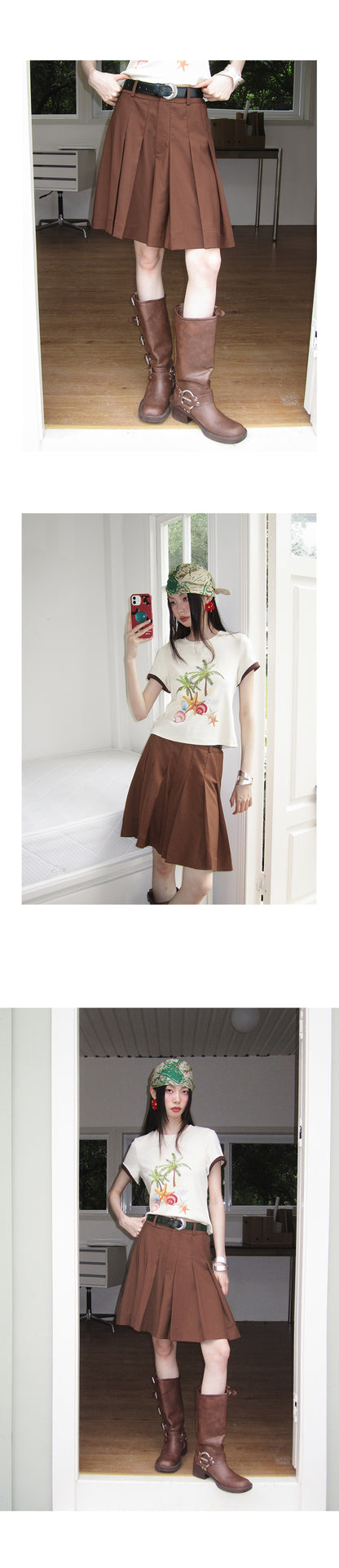Pleated Midi Skirt In Deep Colors