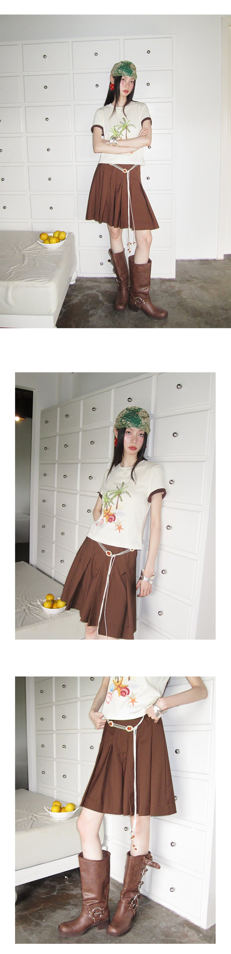 Pleated Midi Skirt In Deep Colors