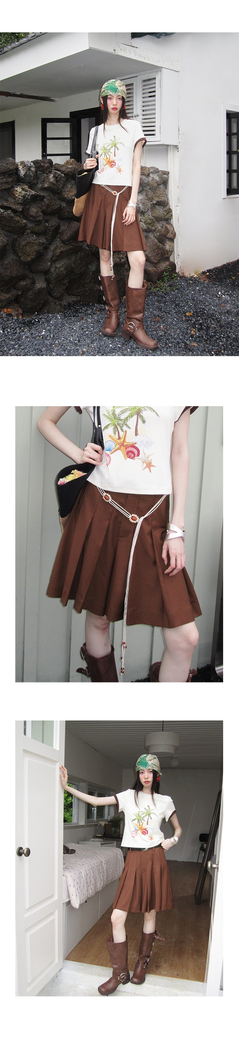 Pleated Midi Skirt In Deep Colors