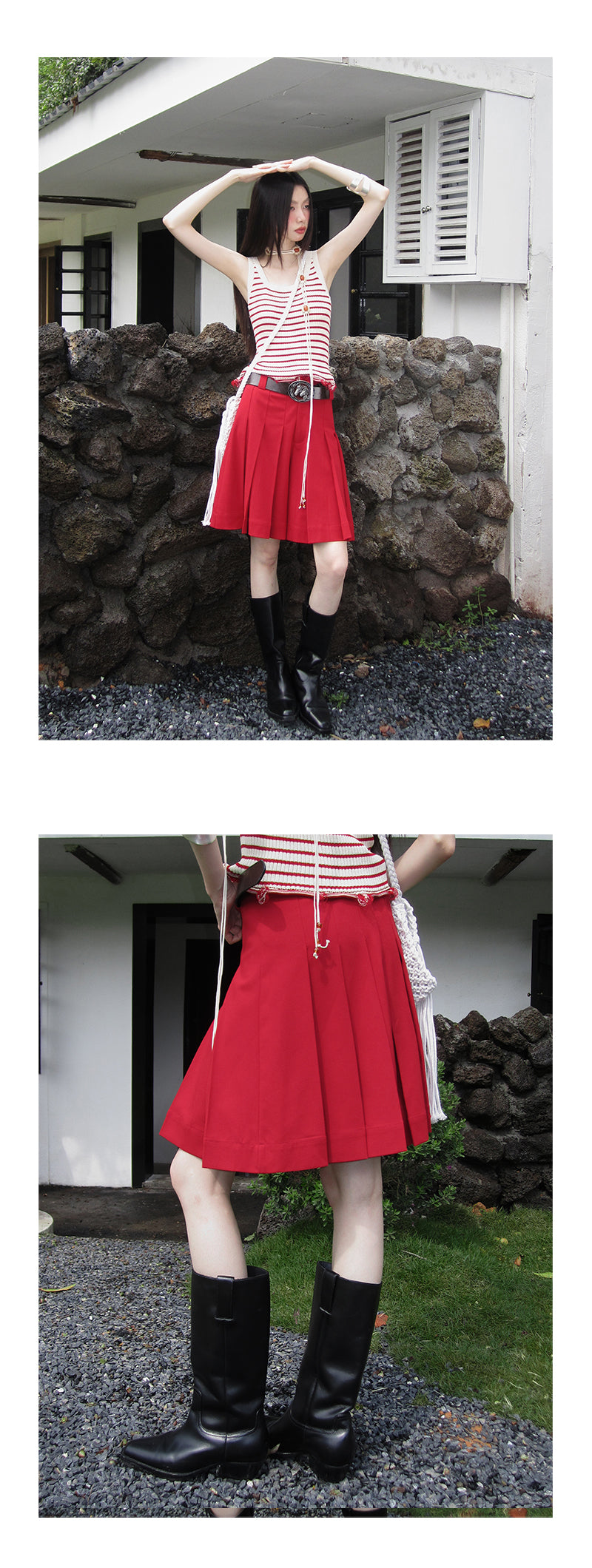 Pleated Midi Skirt In Deep Colors