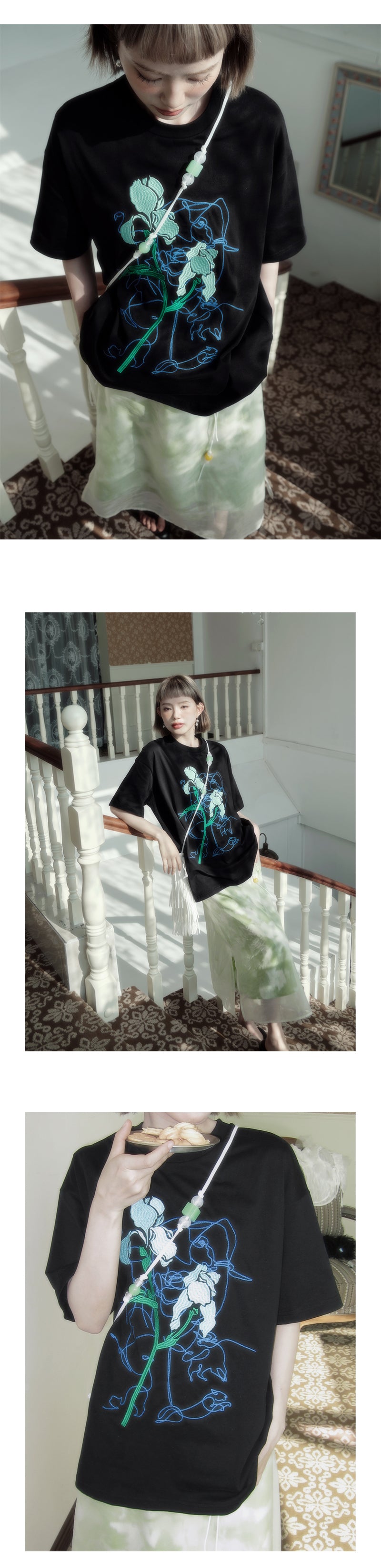 Floral-Embroidered Relaxed Fit T-Shirt