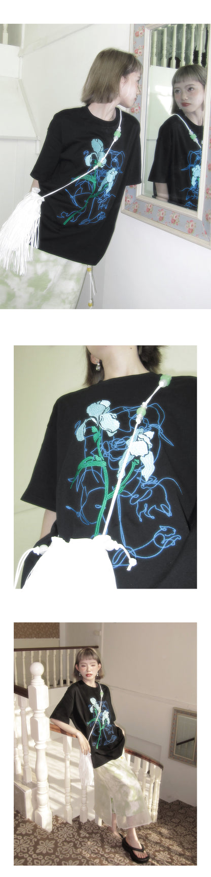 Floral-Embroidered Relaxed Fit T-Shirt
