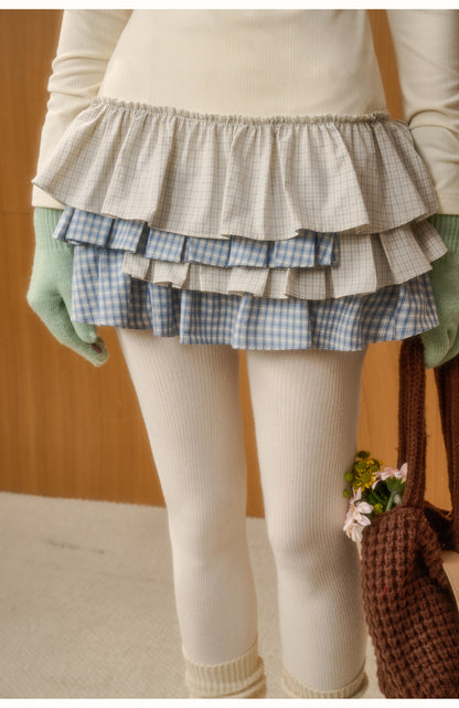 Ribbed Long Sleeve Mini Dress With Layered Ruffle Hem