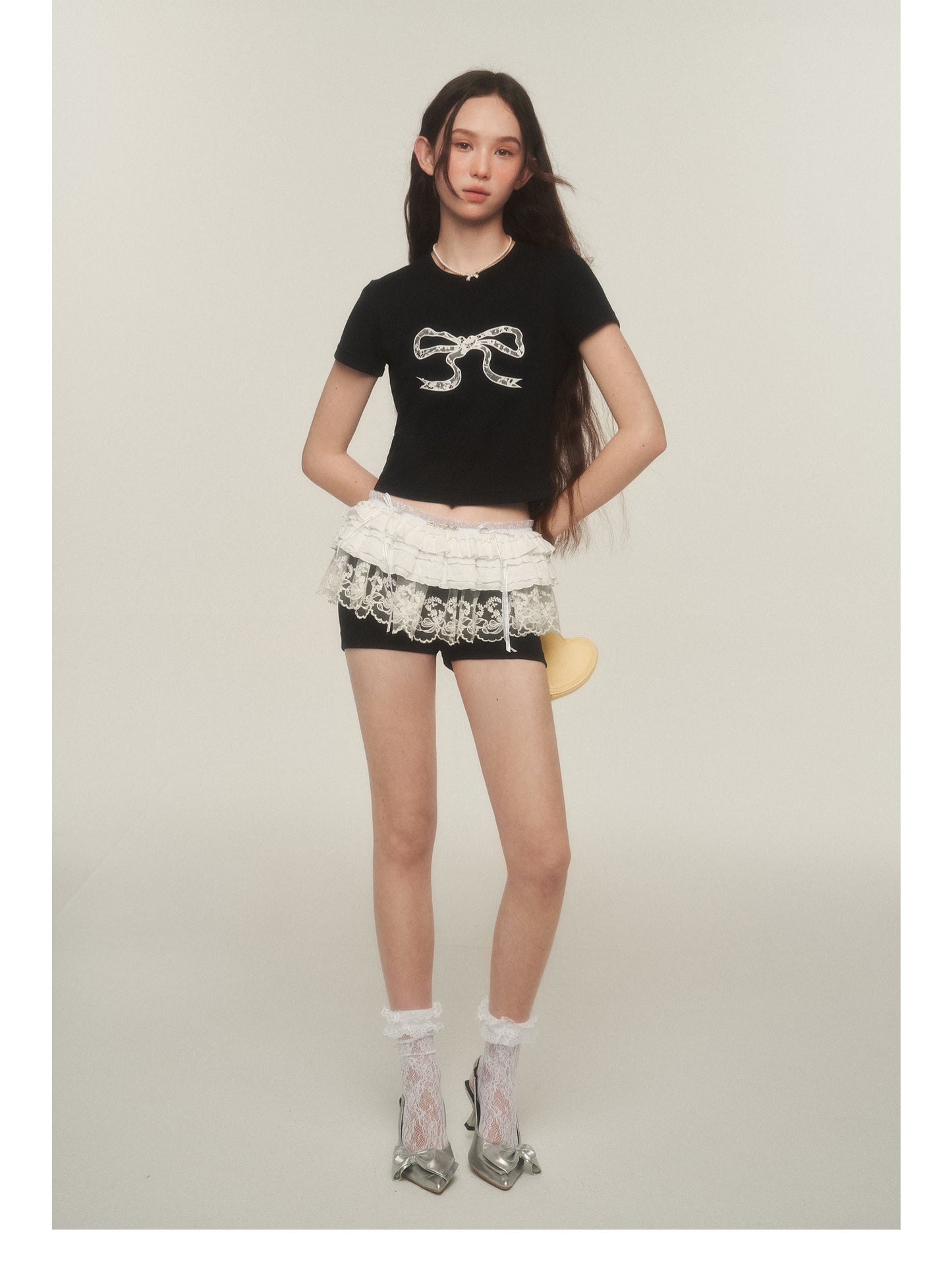 Sweet Lace Bow Crop Tee
