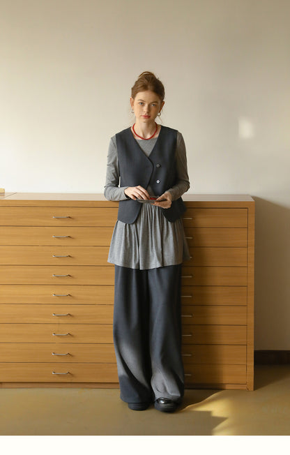 Asymmetrical Waistcoat With Back Belt Detail