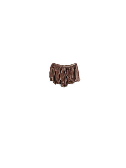 Wrinkled Faux Leather Balloon Shorts
