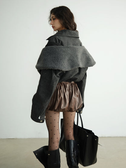 Wrinkled Faux Leather Balloon Shorts