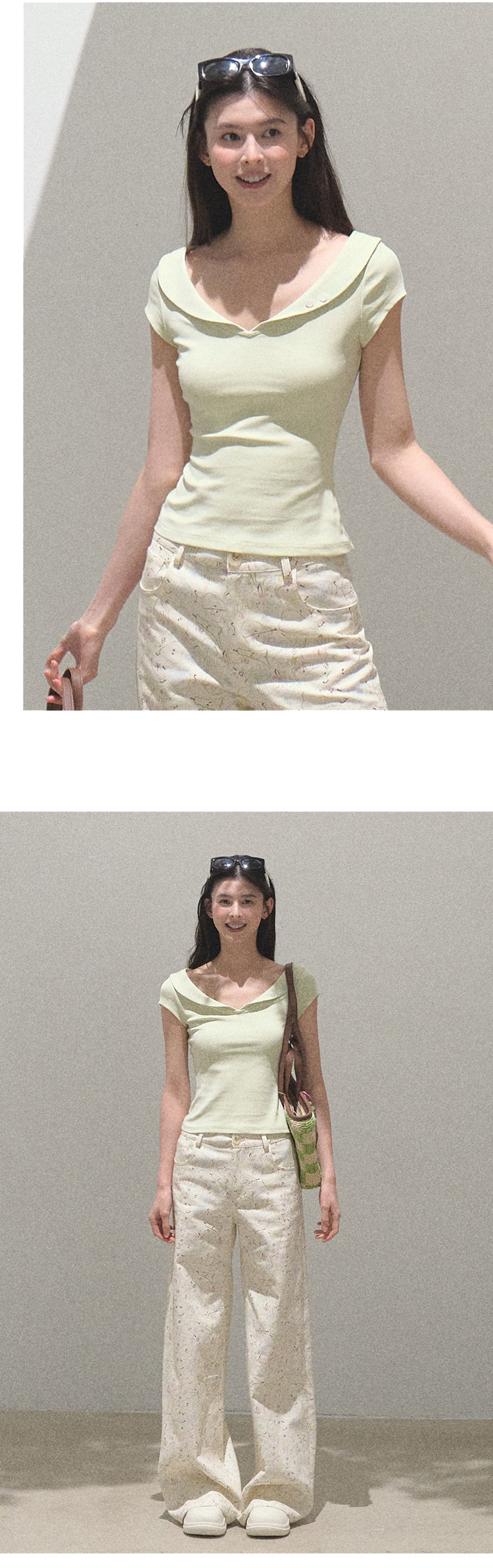 Peter Pan Collar Wide Neck Top