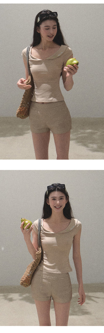 Peter Pan Collar Wide Neck Top