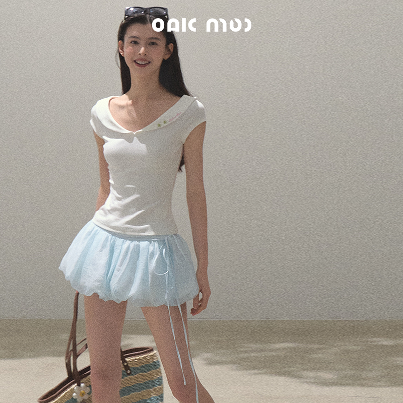 Peter Pan Collar Wide Neck Top