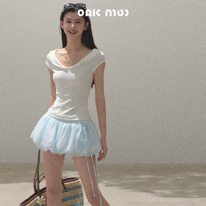 Peter Pan Collar Wide Neck Top