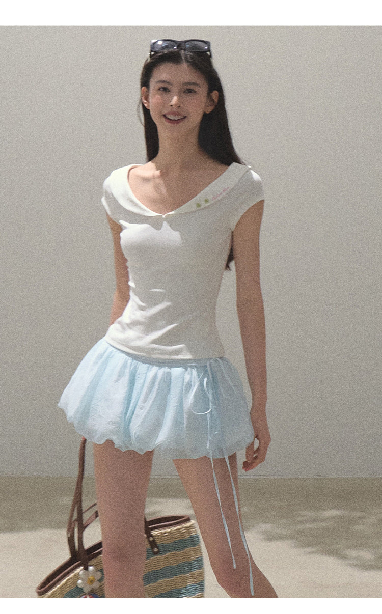 Peter Pan Collar Wide Neck Top
