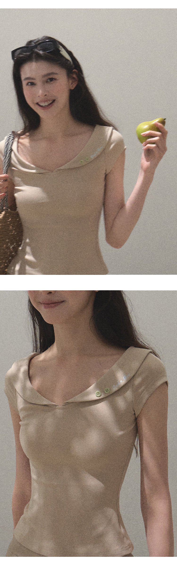Peter Pan Collar Wide Neck Top