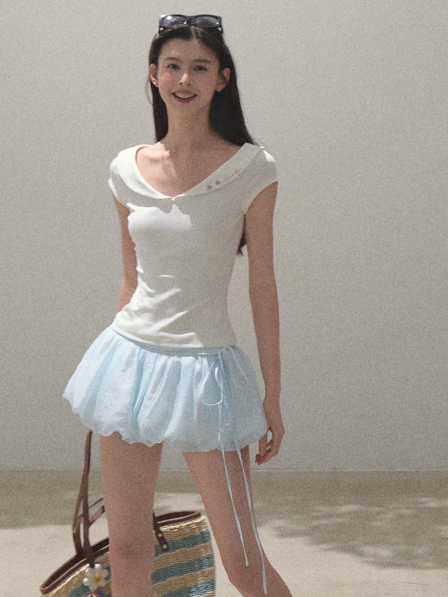 Peter Pan Collar Wide Neck Top