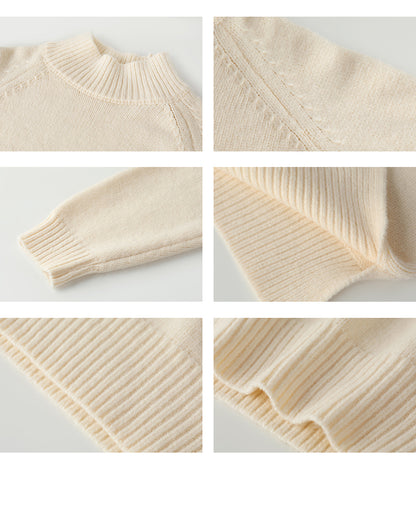 Cozy High Neck Side Slit Raglan Sweater