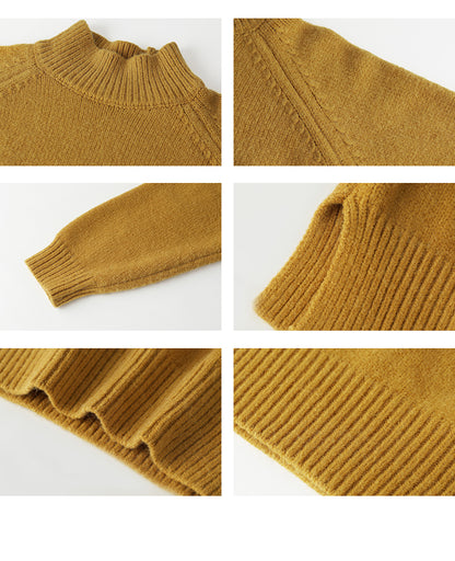 Cozy High Neck Side Slit Raglan Sweater