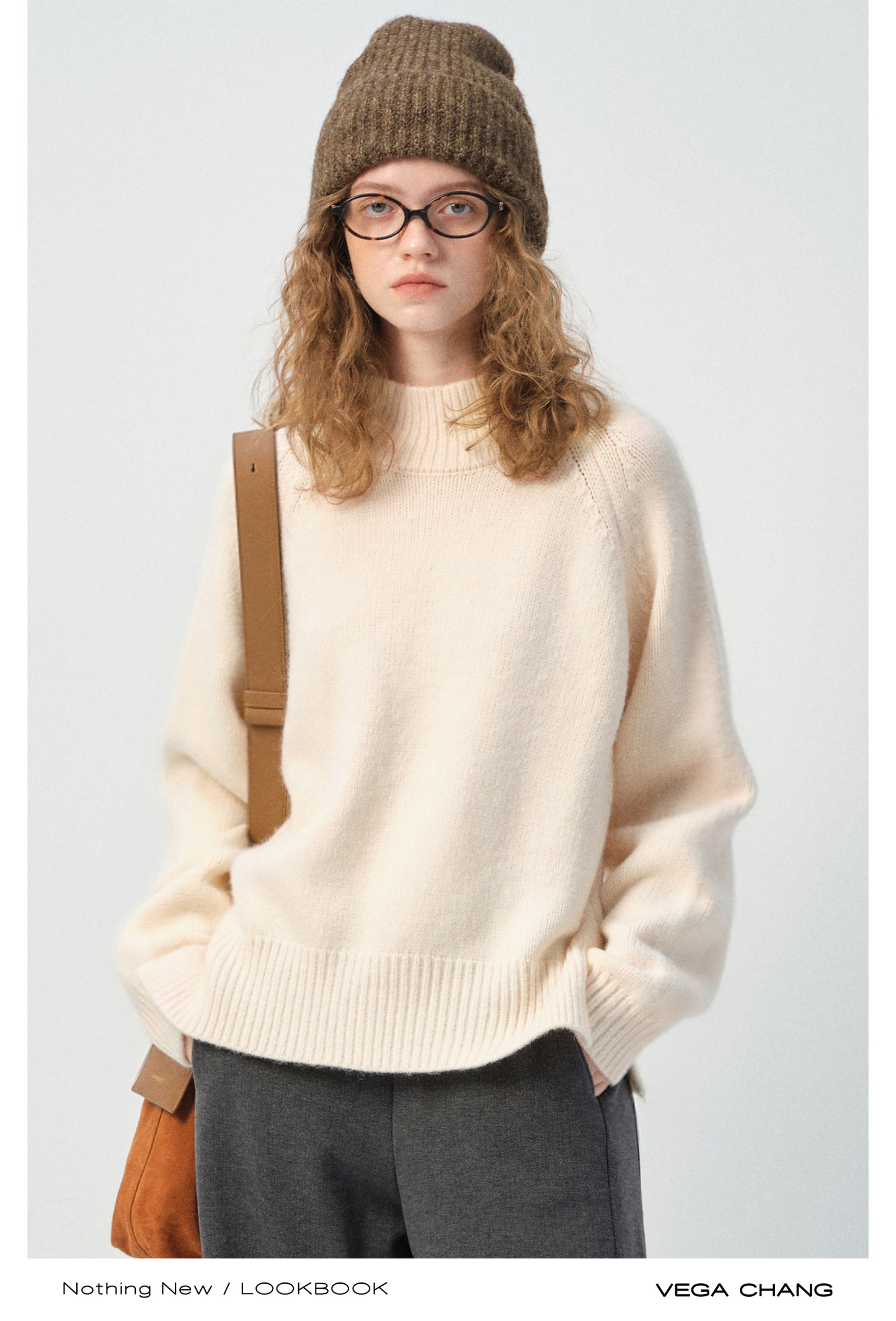 Cozy High Neck Side Slit Raglan Sweater