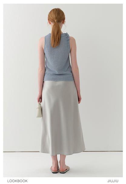 Tie Strap Cutout Shoulder Sleeveless Knit Top