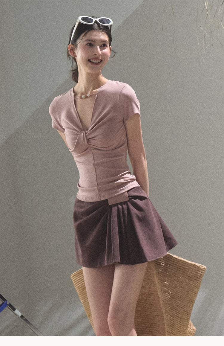 Draped Mini Skirt With Logo Label