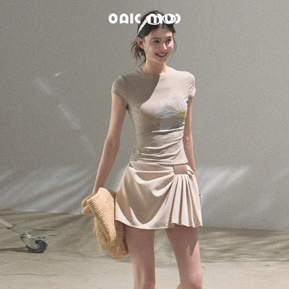 Draped Mini Skirt With Logo Label