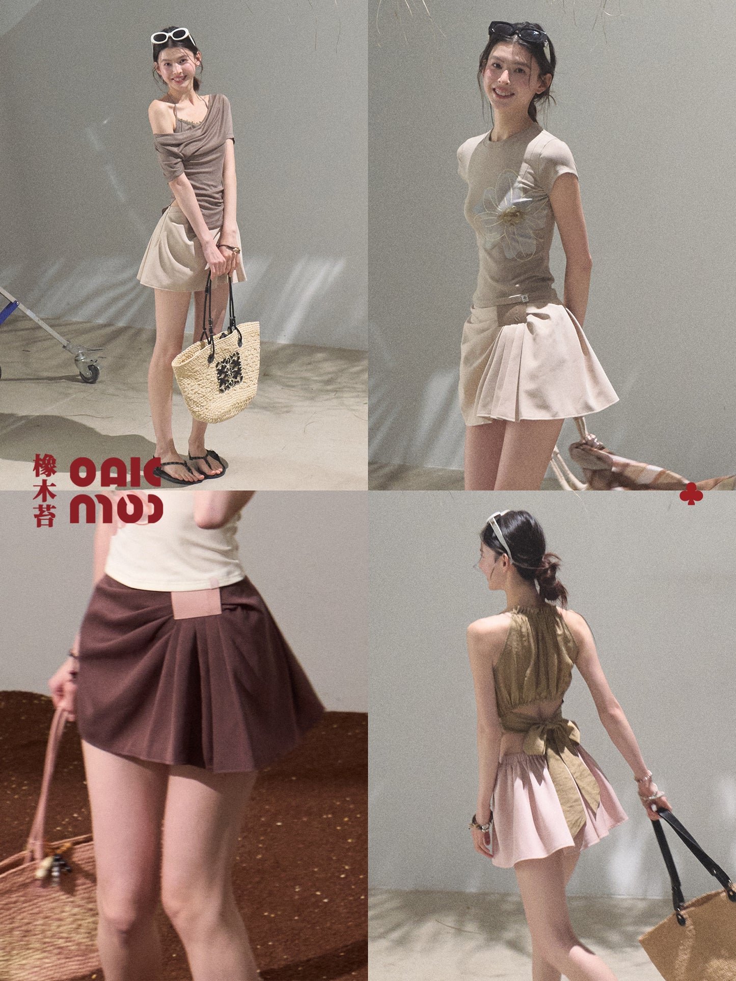 Draped Mini Skirt With Logo Label