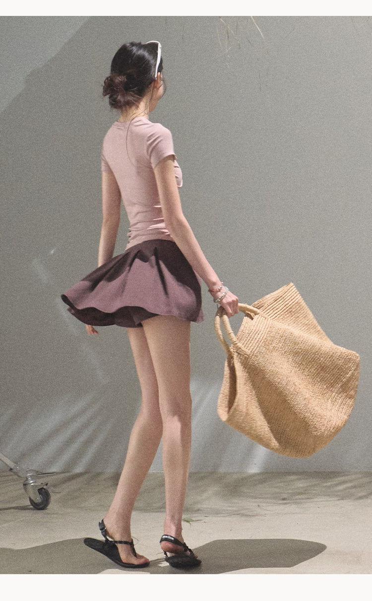 Draped Mini Skirt With Logo Label