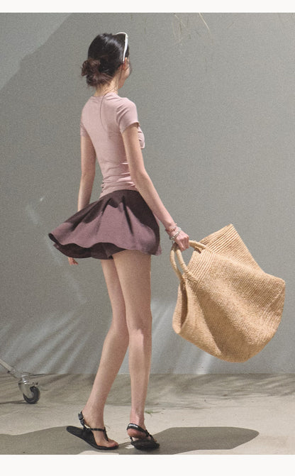 Draped Mini Skirt With Logo Label