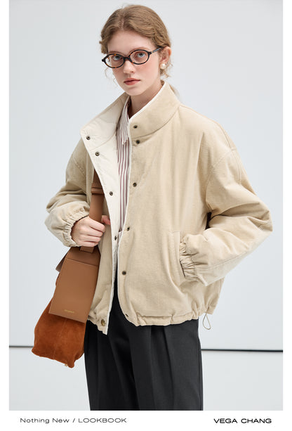 Corduroy Reversible Jacket With White Duck Down