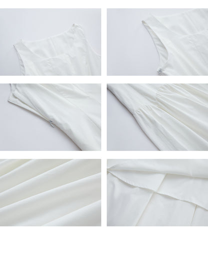 Scalloped Panel Sleeveless Midi Dress