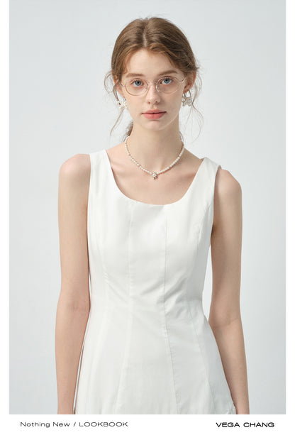 Scalloped Panel Sleeveless Midi Dress