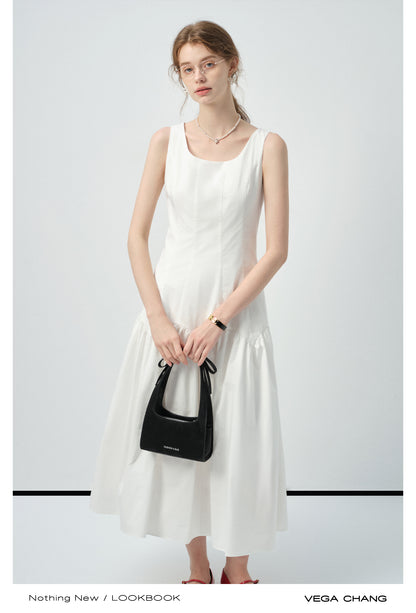 Scalloped Panel Sleeveless Midi Dress