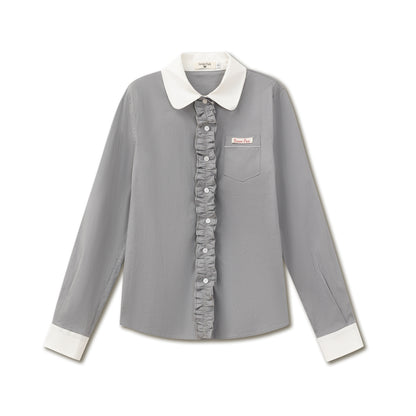 Luxury Cotton Shirt With Removable Ruffle