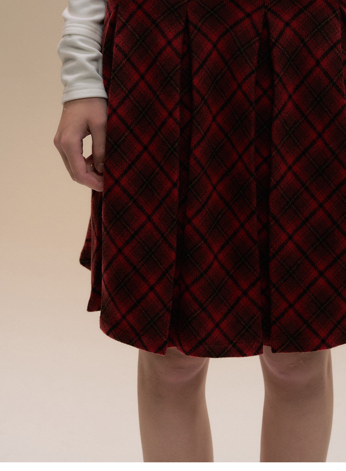 High Waist Plaid Pleated Midi Skirt