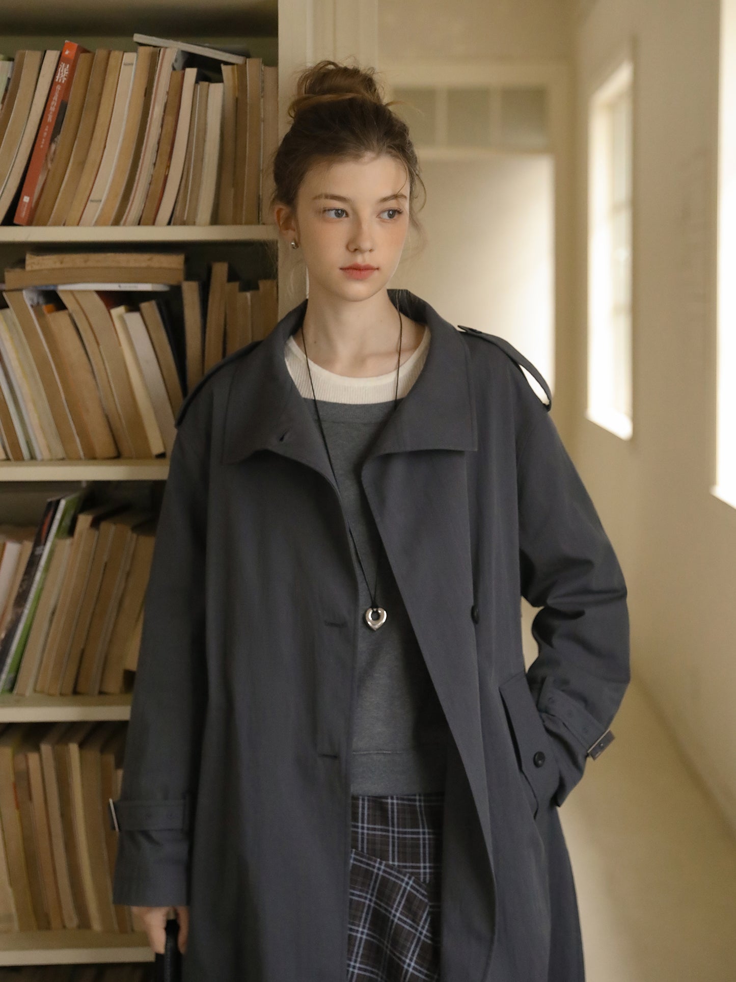 Stand Collar Belted Trench Coat
