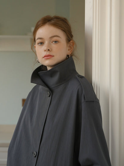 Stand Collar Belted Trench Coat
