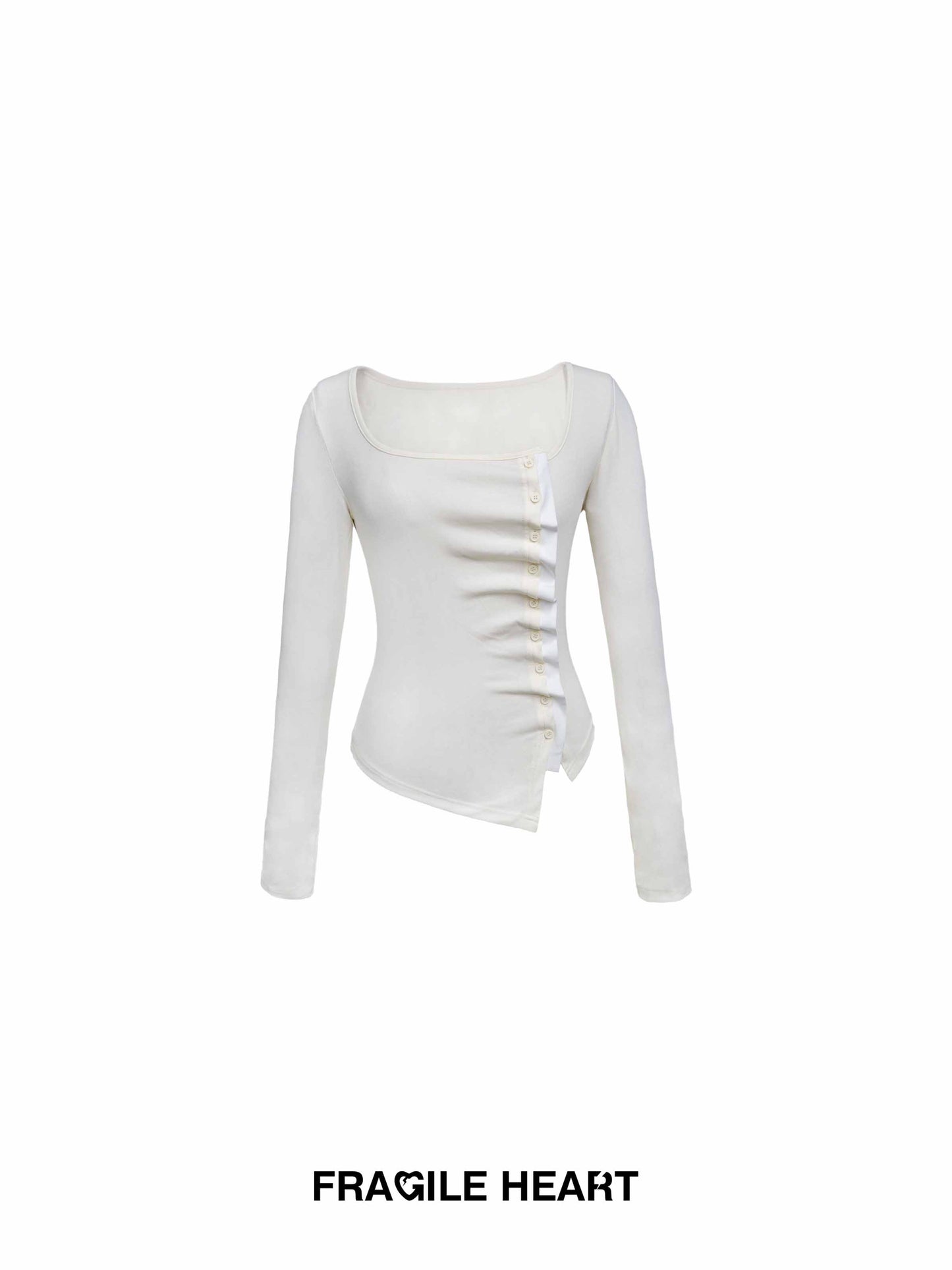 Asymmetric Wave-Front Ballet Neck Top