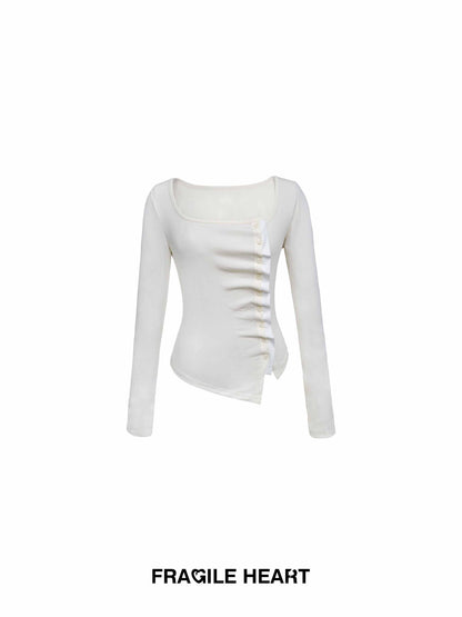 Asymmetric Wave-Front Ballet Neck Top