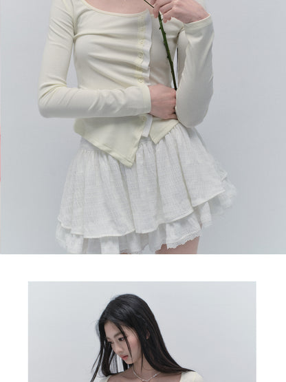 Asymmetric Wave-Front Ballet Neck Top