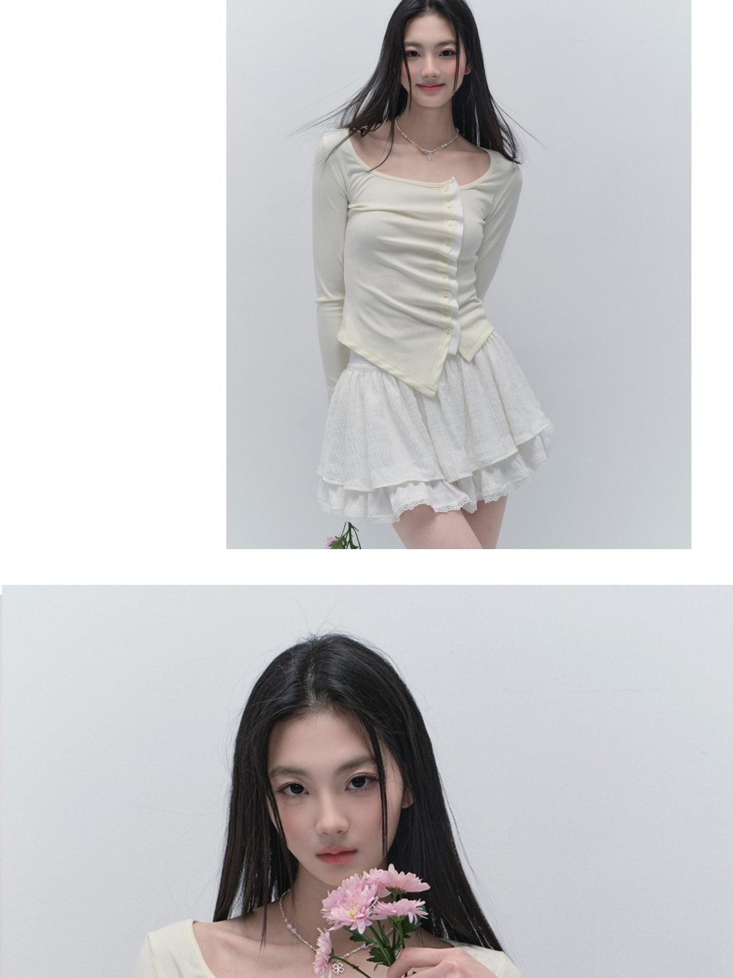 Asymmetric Wave-Front Ballet Neck Top
